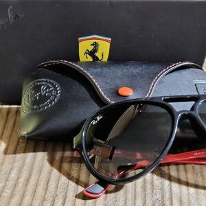 Ray-Ban Ferrari Scuderia Black and Red Men's Aviator Sunglasses